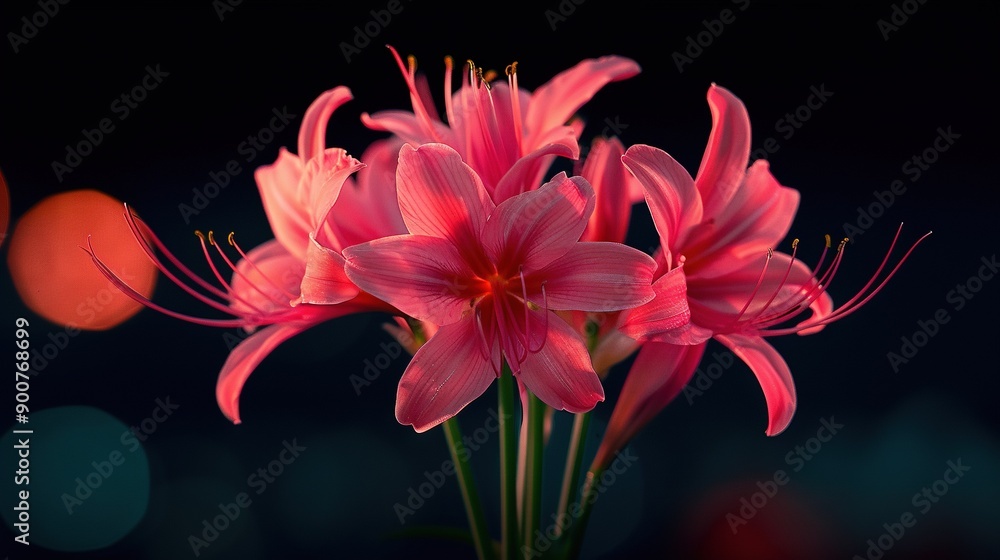 A clearer image of flowers against a softly blurred background featuring a single illuminated spot A clearer image of flowers against a softly blurred background featuring a single illuminated spot