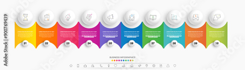 Engaging 10-Step Infographic with Colorful Circles - Vector Template File for Presentations and Reports