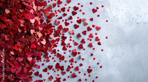  A lot of red hearts on a white background with room for a caption or image