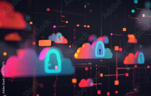 Cloud Security Illustration With Padlock