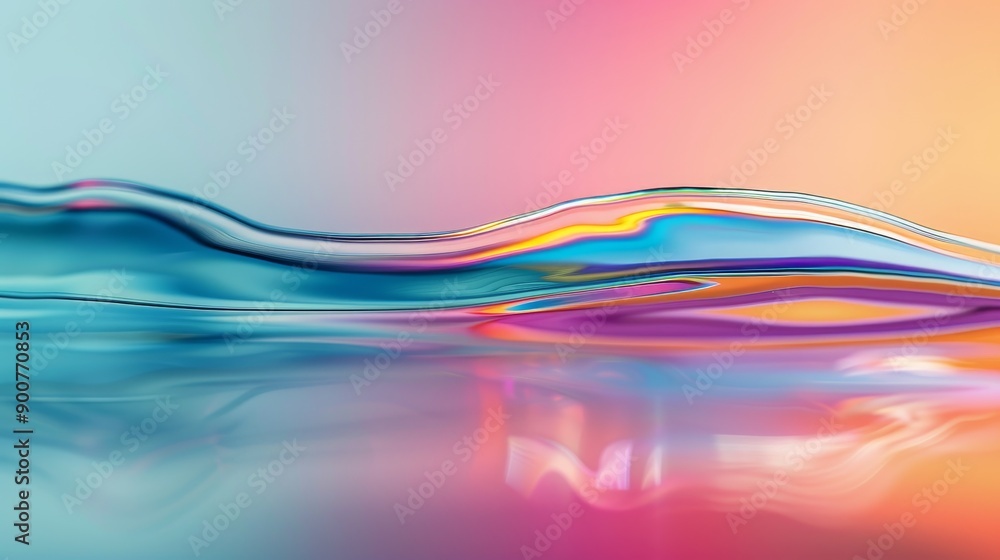 Fototapeta premium A close-up of colorful abstract reflections on a calm water surface, creating a painterly effect