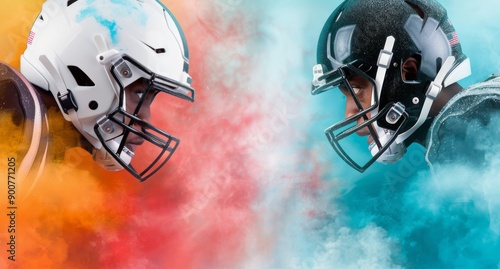 Football Players Facing Off