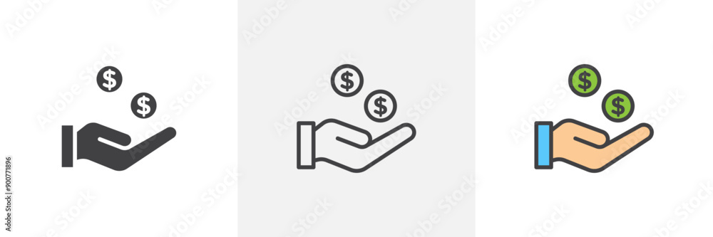 Revenue colored icon set Revenue colored icon set