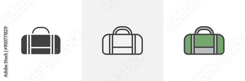 Sports bag colored icon set