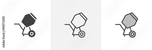 Cement mixers icon symbol collection on white background.