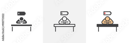 Tired person colored icon set