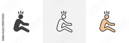 Depression colored icon set