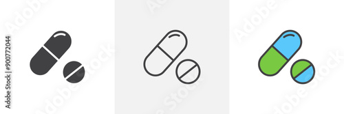 Pills colored icon set