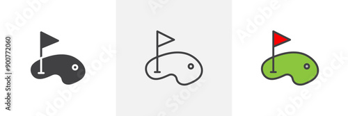 Golf yard colored icon set