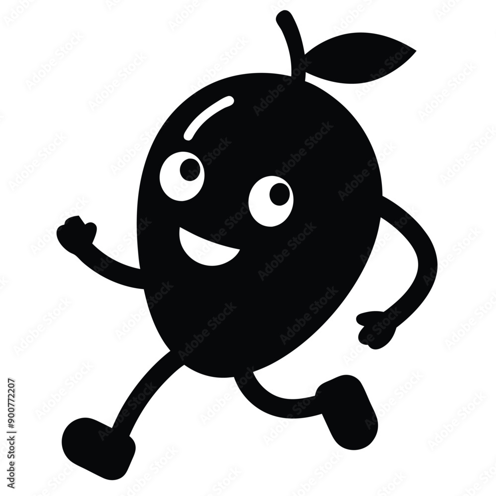 Obraz premium running Mango character, cartoon vector silhouette
