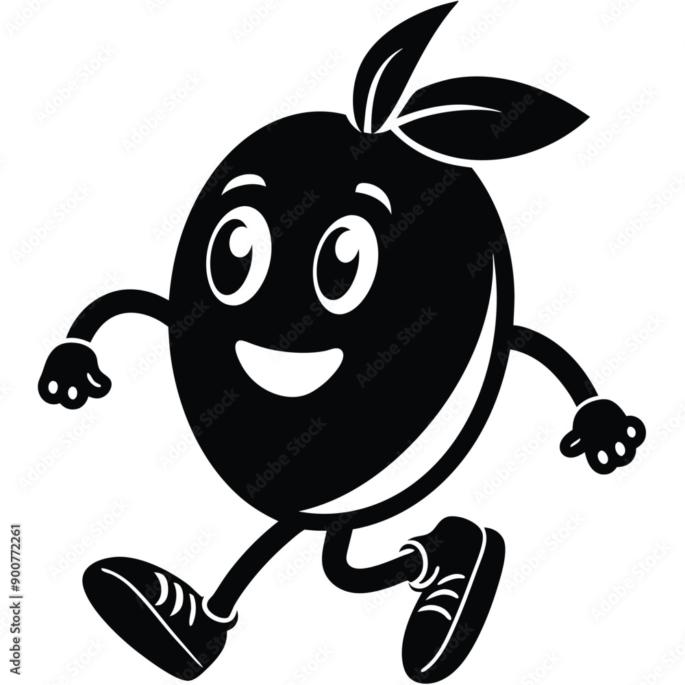 running Mango character, cartoon vector silhouette running Mango character, cartoon vector silhouette