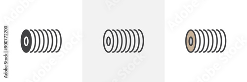 Wire coil colored icon set