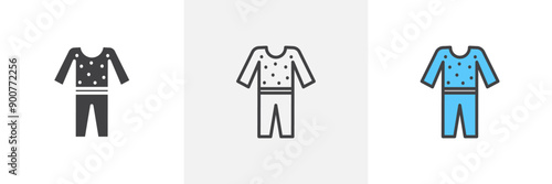 Pijama colored icon set