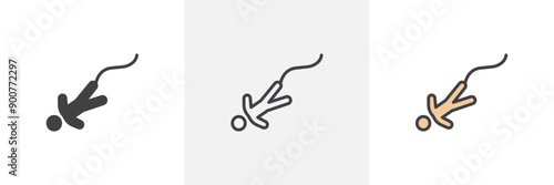 Bungee jumping colored icon set
