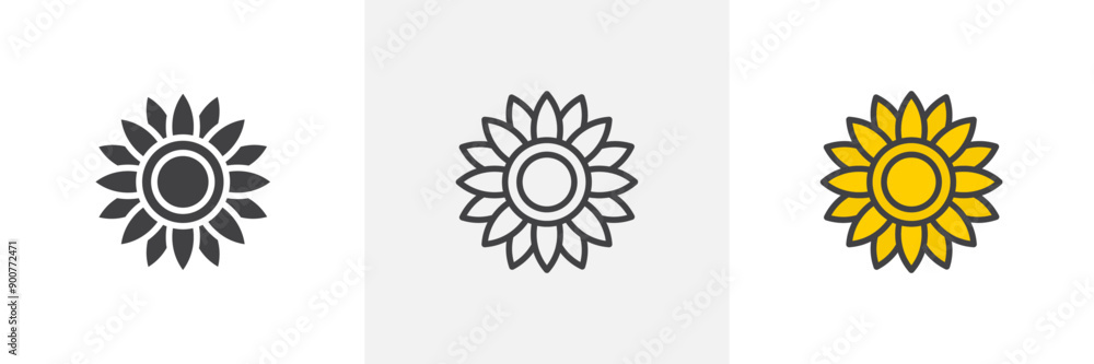 Gerbera colored icon set
