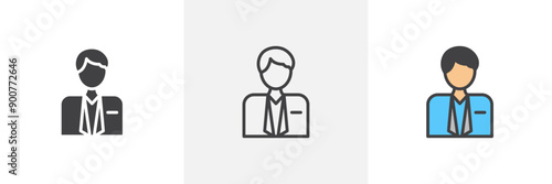 Cashier colored icon set