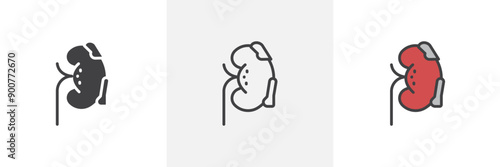 Kidney disease colored icon set