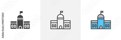 City hall colored icon set
