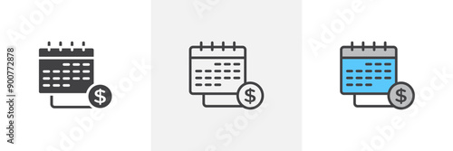 Fiscal year colored icon set