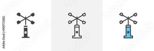 Anemometer colored icon set