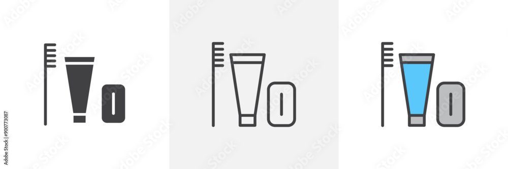 Hygiene kit colored icon set Hygiene kit colored icon set
