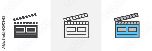 Cinema flapper colored icon set