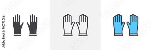 Gloves colored icon set