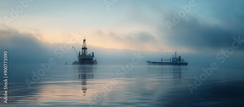 Ships Navigating Open Ocean Under Cloudy Skies