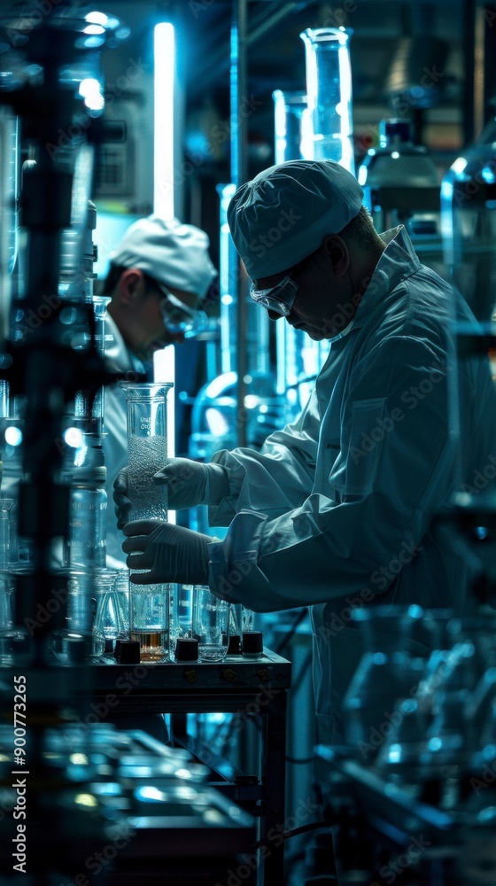 Professional Scientists Conducting Experiments in a Modern Laboratory Environment Professional Scientists Conducting Experiments in a Modern Laboratory Environment