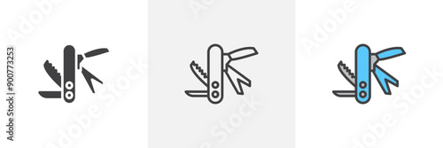 Swiss knife colored icon set