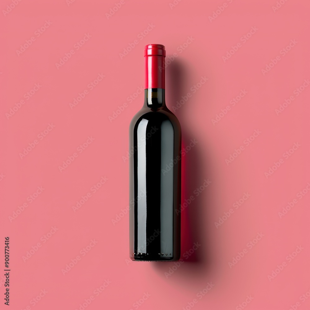 a bottle of red wine on a pink background a bottle of red wine on a pink background