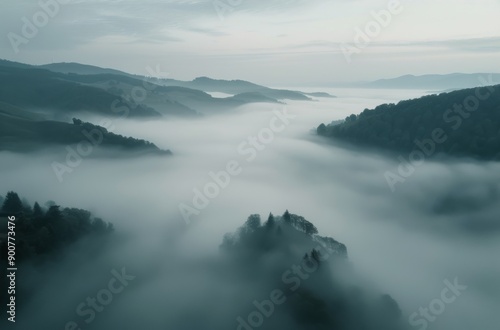 Morning Fog Over Hills