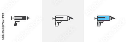 Sealants gun colored icon set