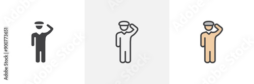 Salute colored icon set