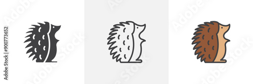 Hedgehog colored icon set