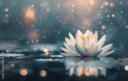 White Water Lily in Twilight