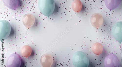 Pastel Balloons and Confetti