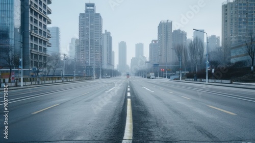 Empty City Street in the Morning