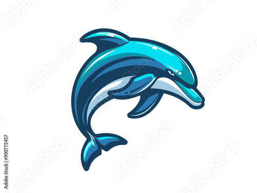 Dolphin vector mascot logo design with modern illustration concept style for badge, emblem and tshirt printing. Dolphin illustration for sport and esport team logotype. Dolphin sticker
