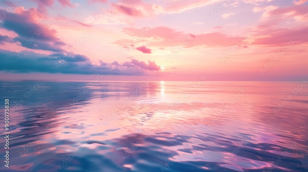 Pink and Blue Sunset Over Still Water