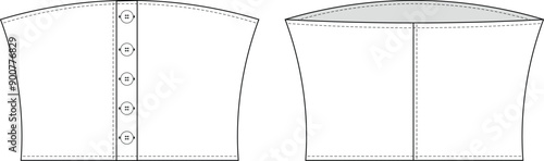 sleeveless strapless buttoned cropped crop blouse top bustier template technical drawing flat sketch cad mockup fashion woman design style model
