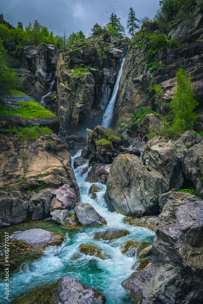 Cascade du Ray waterfall on the cliffs, Alpes-Maritimes, France