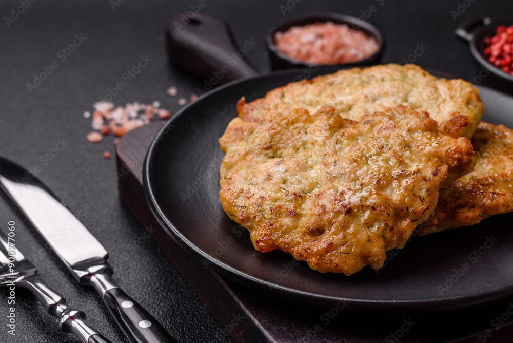 Delicious fried pork or chicken chops breaded with salt and spices Delicious fried pork or chicken chops breaded with salt and spices