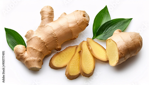 Fototapeta Naklejka Na Ścianę i Meble -  Fresh ginger root on white background