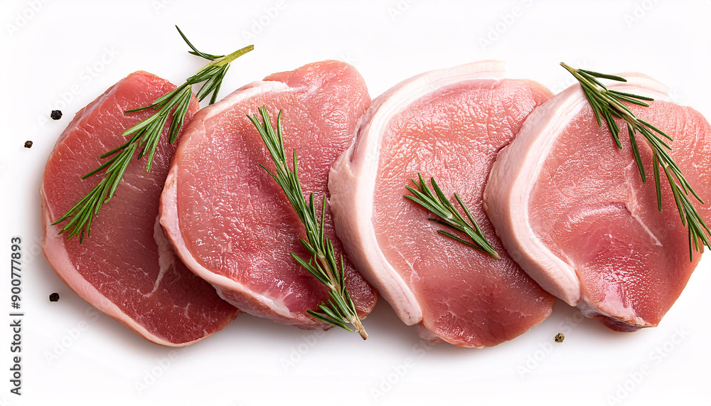 Fresh pork cuts with herbs