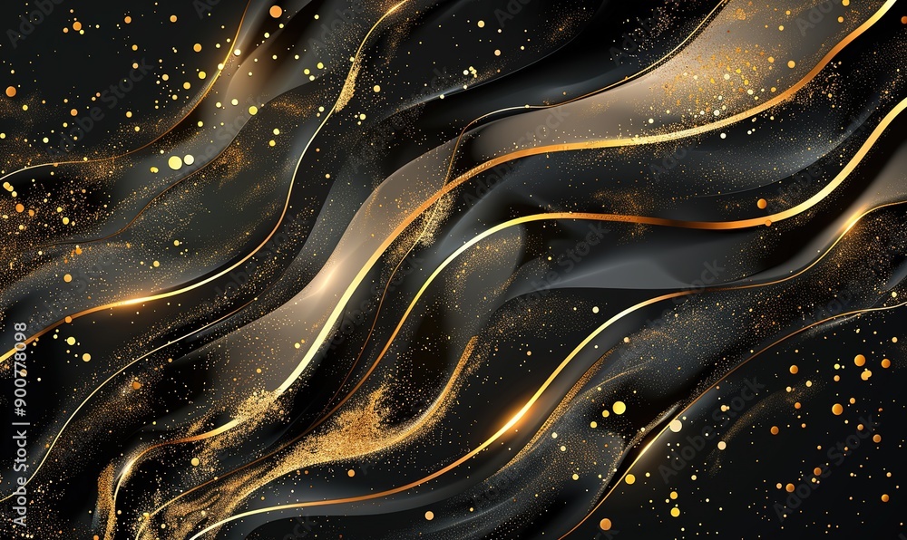 A gold and black waves background A gold and black waves background