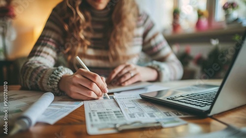 Woman applying for a loan to consolidate debt in modern bank office