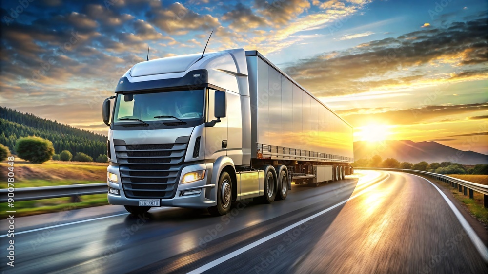 A Truck driving on the modern highway, efficient transport management. A Truck driving on the modern highway, efficient transport management.