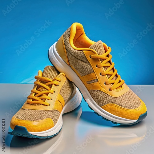 Stylish Yellow Athletic Shoes for Running and Training. Generative AI