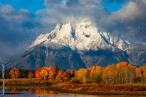 Autumn Sunrise on Mount Moran, Oxbow Bend, Teton National Park, Wyoming